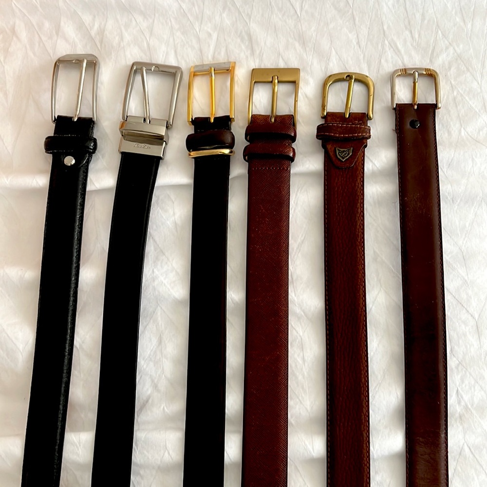 Beautiful Italian leather belts total of six belts size 42- 51 inches  It 42-44